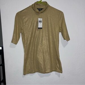 Lauren Ralph Lauren Shimmering Gold Shimmer Turtle Neck NWT women’s size small